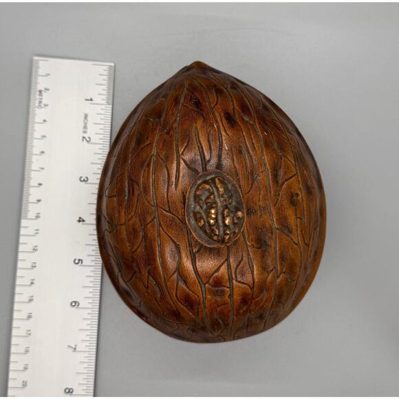 Vintage Signed Walnut Ceramic Dish with Lid Walnut handle On Lid Fred Hall 1970 - Picture 6 of 13